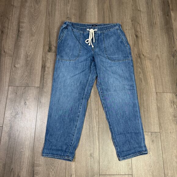 J.Crew Denim Drawstring Jeans SZ 30 East Harbor Wash Elastic Waist Slant Pocket - Picture 5 of 9